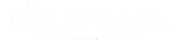 DecodedCareers white logo featuring a lowercase d careers wordmark with A WearDecoded Initiative tagline on a transparent background.